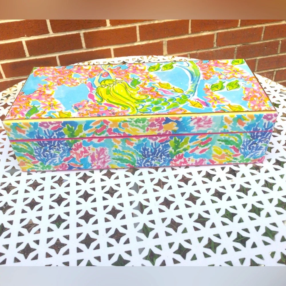 Lilly Pulitzer Colorful Mermaid Cove Floral Trinket Jewelry Box